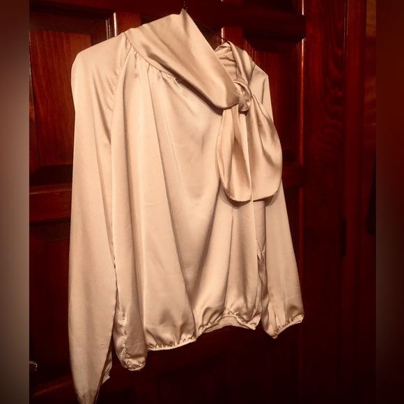 NEW NWT MADE IN ITALY champagne elegant blouse size M - Picture 1 of 9